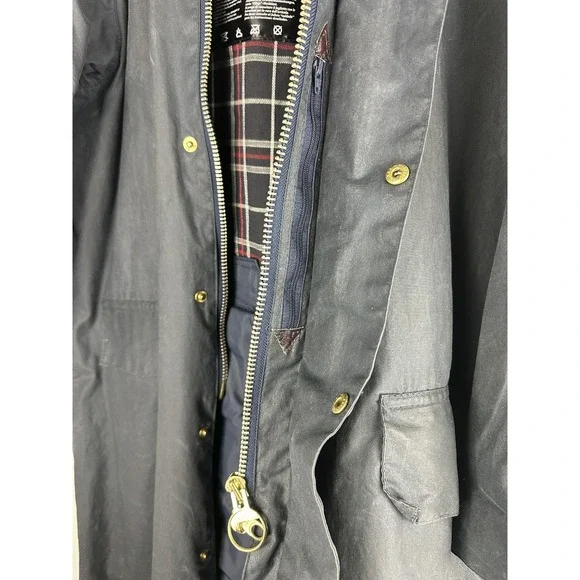 Vintage Barbour Burghley A170 Long Jacket Mens C42 Wax Equestrian Trench Coat - Picture 10 of 16